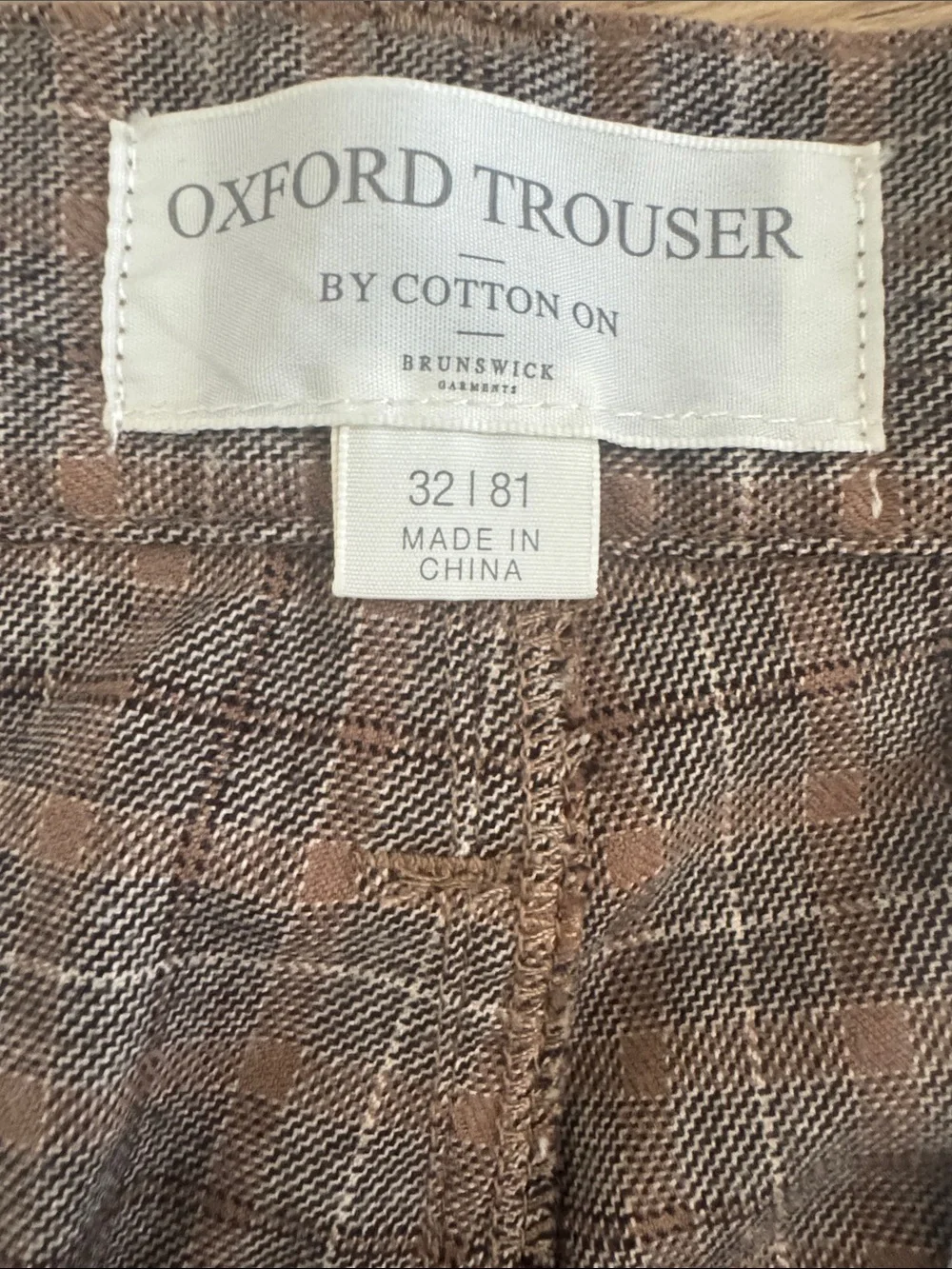 Cotton On Brown Plaid Slim Fit Men’s Chinos